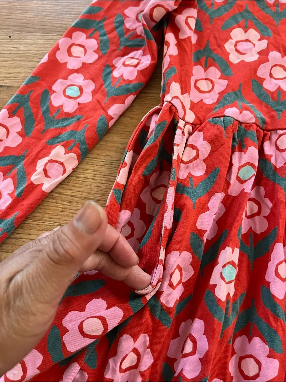 Hanna Andersson Red Floral Long-Sleeve Dress - Picture 5 of 6